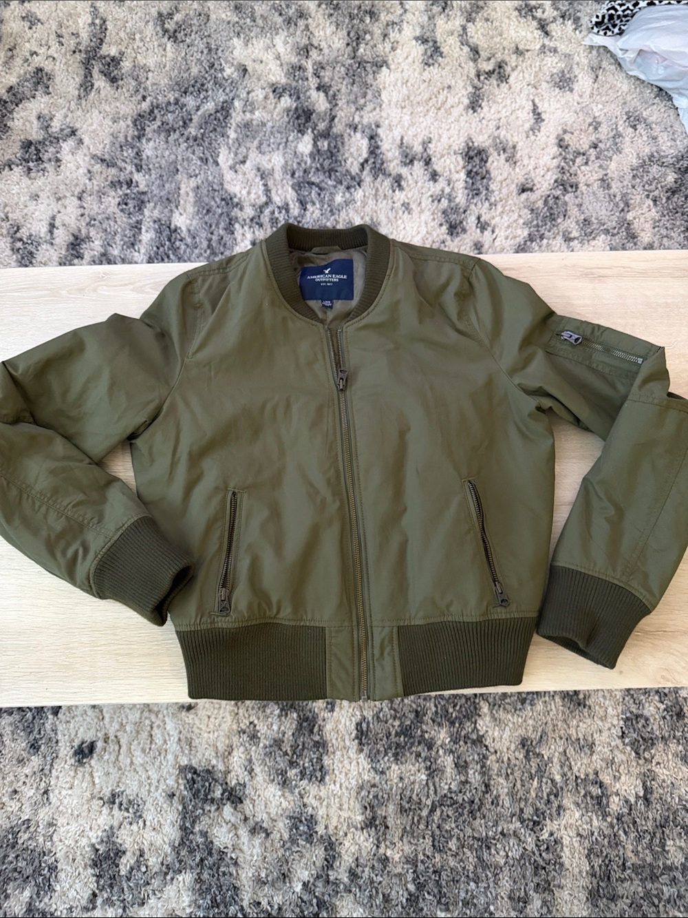 American Eagle Outfitters Olive Green Bomber Jacket
